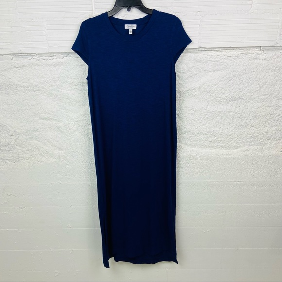 JESSICA SIMPSON navy Tee shirt plain mini slit dress size large - Picture 1 of 17